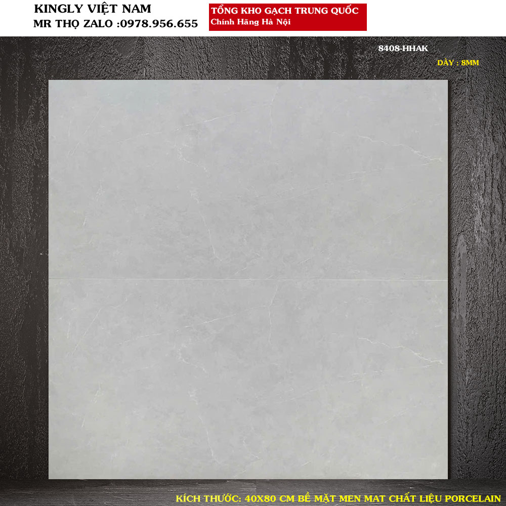 Gạch ốp tường vân xi măng 40x80 Trung Quốc 8408 
